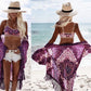 Chiffon Beach Resort Wear Purple Orientation Flower Beach Bikini