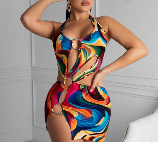 Summer Hollow Out Halter Dress Sexy  Beach Wear