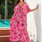 Rayon Rose Red Embroidered Beach Dress Outer Wear